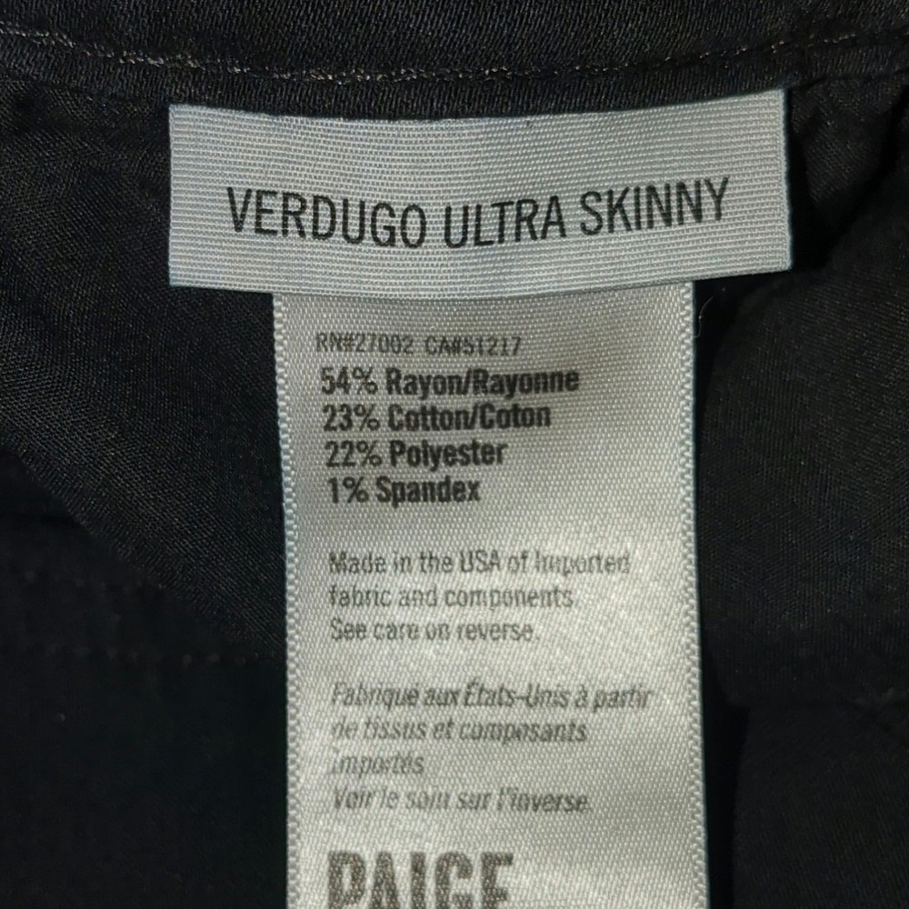 Paige Verdugo Ultra Skinny Black Shadow Jeans Women's 29 Pants Stretchy USA Babe - Picture 6 of 14